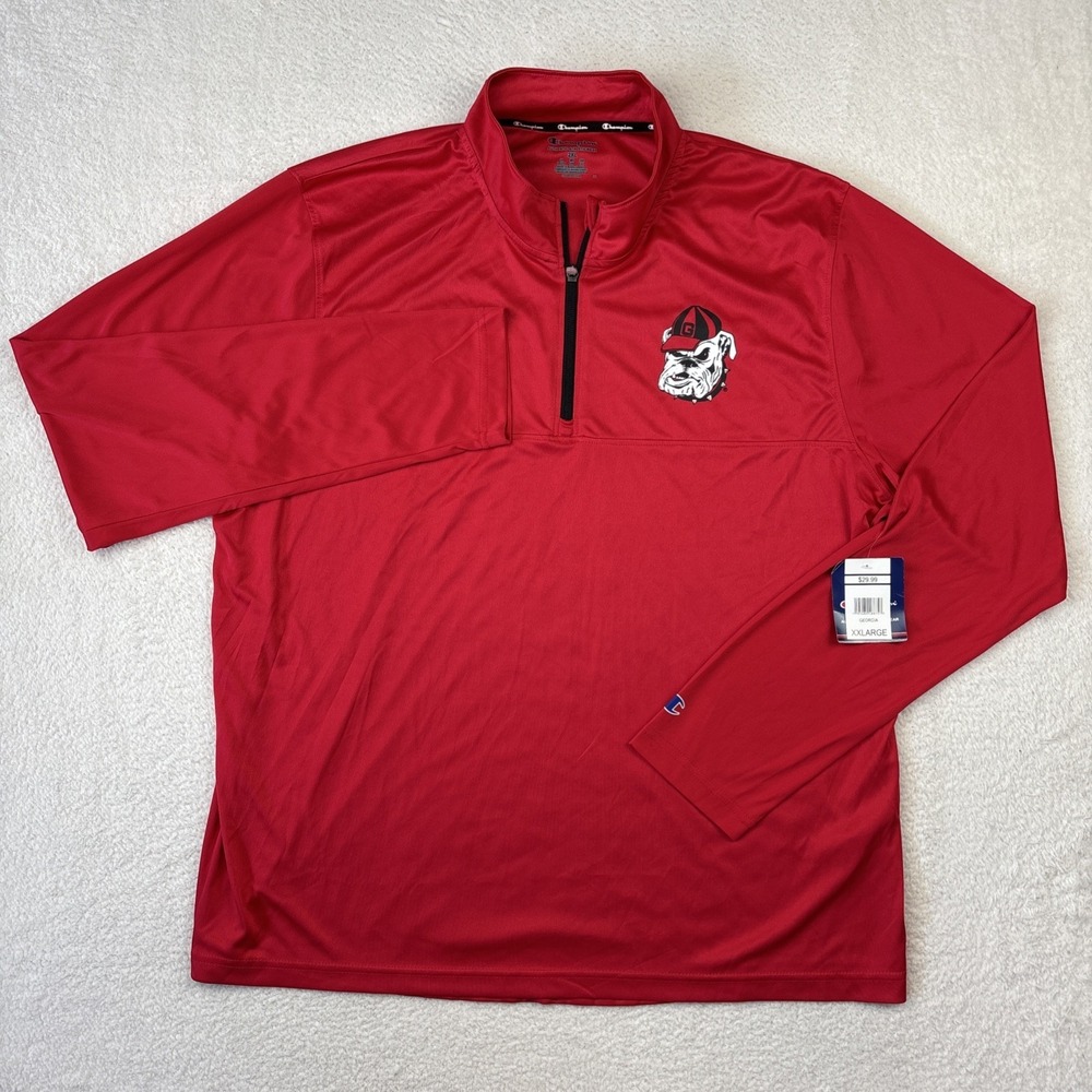 NEW GEORGIA BULLDOGS Performance 1/4 Zip Mens 2XL Red Golf Stretch Pullover NWT